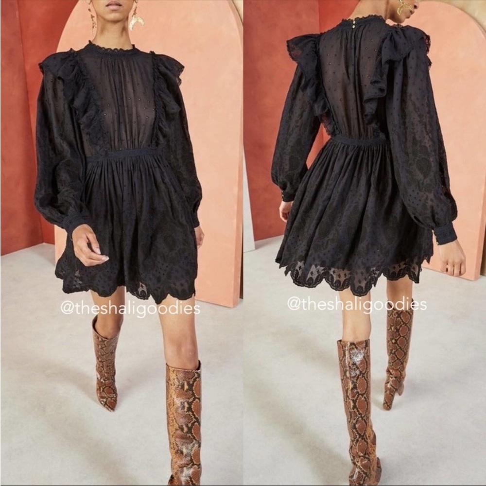 Ulla Johnson Dorithie Long Sleeve Dress Cascading Ruffles